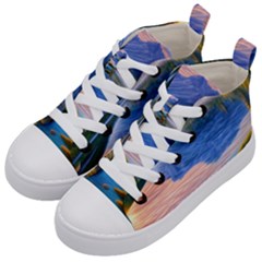 Romantic Lake Sunset Kids  Mid-top Canvas Sneakers by GardenOfOphir