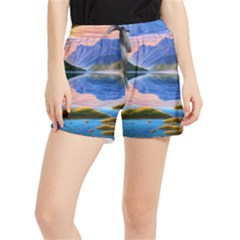 Romantic Lake Sunset Women s Runner Shorts by GardenOfOphir