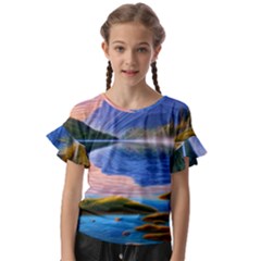 Romantic Lake Sunset Kids  Cut Out Flutter Sleeves by GardenOfOphir