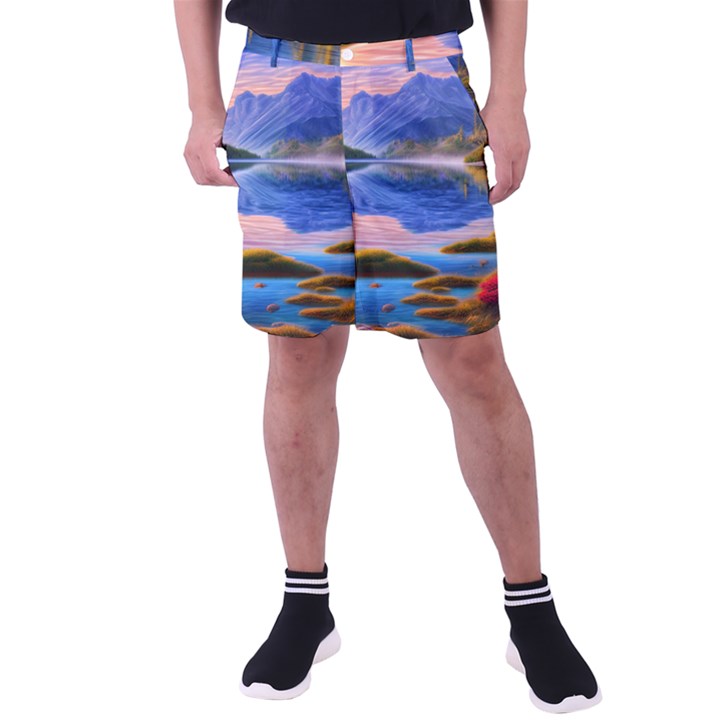 Romantic Lake Sunset Men s Pocket Shorts