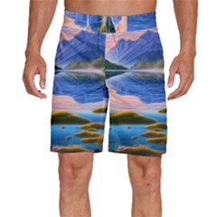 Romantic Lake Sunset Men s Beach Shorts by GardenOfOphir