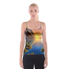 Remarkable Lake Sunset Spaghetti Strap Top by GardenOfOphir