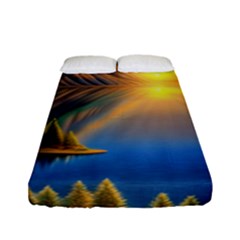 Remarkable Lake Sunset Fitted Sheet (full/ Double Size)