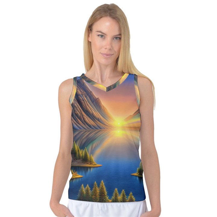 Remarkable Lake Sunset Women s Basketball Tank Top