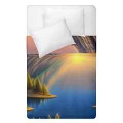 Remarkable Lake Sunset Duvet Cover Double Side (single Size) by GardenOfOphir