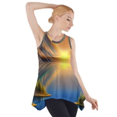 Remarkable Lake Sunset Side Drop Tank Tunic by GardenOfOphir