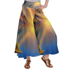 Remarkable Lake Sunset Satin Palazzo Pants by GardenOfOphir