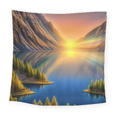 Remarkable Lake Sunset Square Tapestry (large) by GardenOfOphir