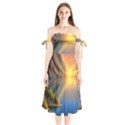 Remarkable Lake Sunset Shoulder Tie Bardot Midi Dress View1