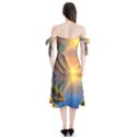 Remarkable Lake Sunset Shoulder Tie Bardot Midi Dress View2