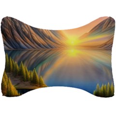 Remarkable Lake Sunset Seat Head Rest Cushion by GardenOfOphir