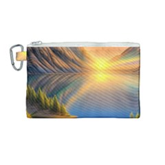 Remarkable Lake Sunset Canvas Cosmetic Bag (medium) by GardenOfOphir