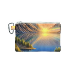 Remarkable Lake Sunset Canvas Cosmetic Bag (small) by GardenOfOphir