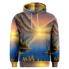 Remarkable Lake Sunset Men s Overhead Hoodie by GardenOfOphir