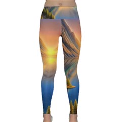 Remarkable Lake Sunset Lightweight Velour Classic Yoga Leggings by GardenOfOphir