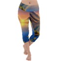 Remarkable Lake Sunset Lightweight Velour Capri Yoga Leggings View1