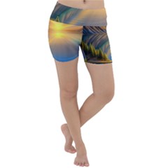 Remarkable Lake Sunset Lightweight Velour Yoga Shorts by GardenOfOphir