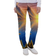 Remarkable Lake Sunset Women s Casual Pants by GardenOfOphir