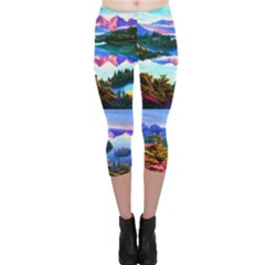 Solemn Soft Pastel Sunset Capri Leggings  by GardenOfOphir