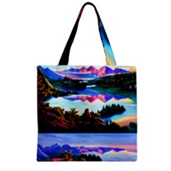 Solemn Soft Pastel Sunset Zipper Grocery Tote Bag by GardenOfOphir