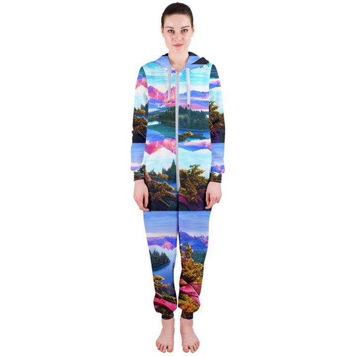 Solemn Soft Pastel Sunset Hooded Jumpsuit (Ladies)