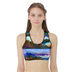 Solemn Soft Pastel Sunset Sports Bra With Border by GardenOfOphir