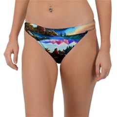 Solemn Soft Pastel Sunset Band Bikini Bottoms by GardenOfOphir