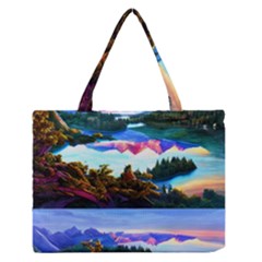 Solemn Soft Pastel Sunset Zipper Medium Tote Bag by GardenOfOphir