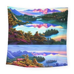 Solemn Soft Pastel Sunset Square Tapestry (large) by GardenOfOphir