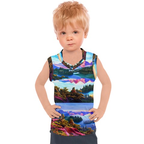 Solemn Soft Pastel Sunset Kids  Sport Tank Top by GardenOfOphir