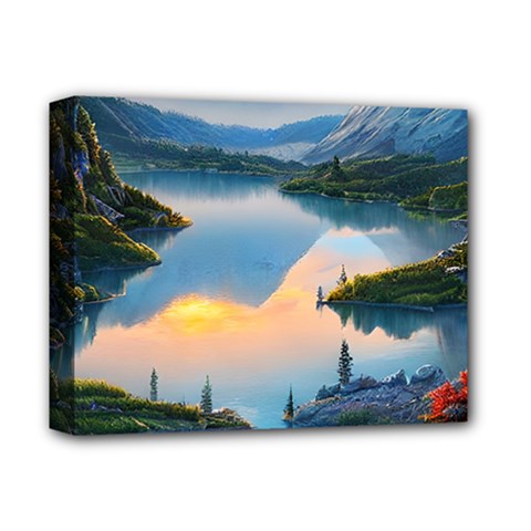 Somber Lake Sunset Deluxe Canvas 14  X 11  (stretched) by GardenOfOphir