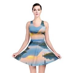 Somber Lake Sunset Reversible Skater Dress by GardenOfOphir