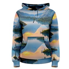 Somber Lake Sunset Women s Pullover Hoodie by GardenOfOphir