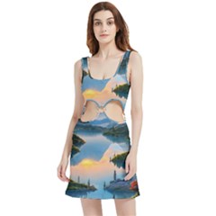 Somber Lake Sunset Velour Cutout Dress by GardenOfOphir