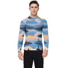 Somber Lake Sunset Men s Long Sleeve Rash Guard