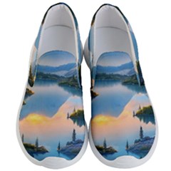 Somber Lake Sunset Men s Lightweight Slip Ons by GardenOfOphir