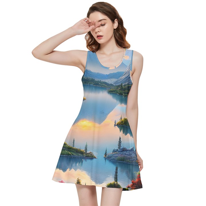 Somber Lake Sunset Inside Out Racerback Dress