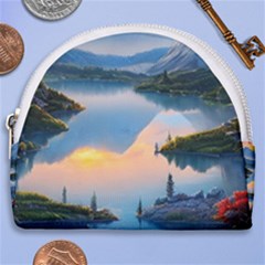 Somber Lake Sunset Horseshoe Style Canvas Pouch by GardenOfOphir