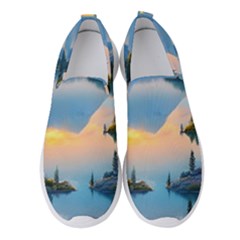 Somber Lake Sunset Women s Slip On Sneakers by GardenOfOphir