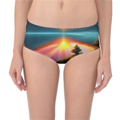 Gorgeous Sunset Mid-waist Bikini Bottoms by GardenOfOphir