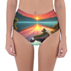 Gorgeous Sunset Reversible High-waist Bikini Bottoms by GardenOfOphir