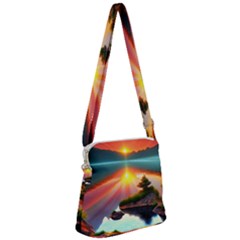 Gorgeous Sunset Zipper Messenger Bag by GardenOfOphir