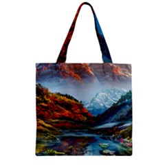 Breathtaking Landscape Scene Zipper Grocery Tote Bag by GardenOfOphir