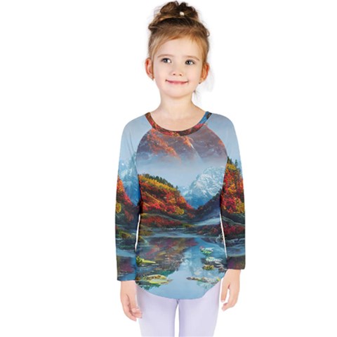 Breathtaking Landscape Scene Kids  Long Sleeve Tee by GardenOfOphir