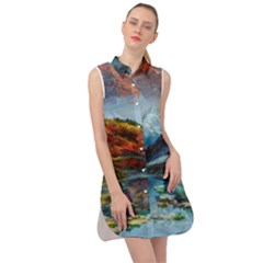 Breathtaking Landscape Scene Sleeveless Shirt Dress by GardenOfOphir