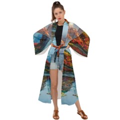 Breathtaking Landscape Scene Maxi Kimono by GardenOfOphir