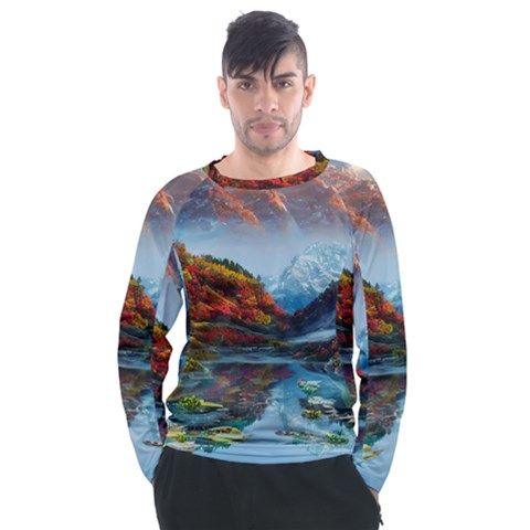 Breathtaking Landscape Scene Men s Long Sleeve Raglan Tee by GardenOfOphir