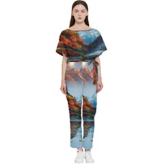 Breathtaking Landscape Scene Batwing Lightweight Chiffon Jumpsuit by GardenOfOphir