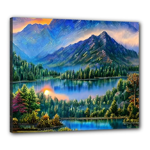 Stunning Sunset By The Lake Canvas 24  X 20  (stretched) by GardenOfOphir