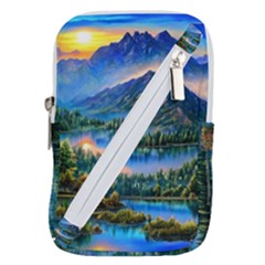 Stunning Sunset By The Lake Belt Pouch Bag (small) by GardenOfOphir